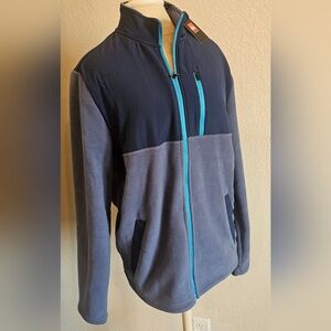 NWT QUICKSILVER Mens Cozy Two Tone Pocket Fleece Full Zip Jacket Blue Medium